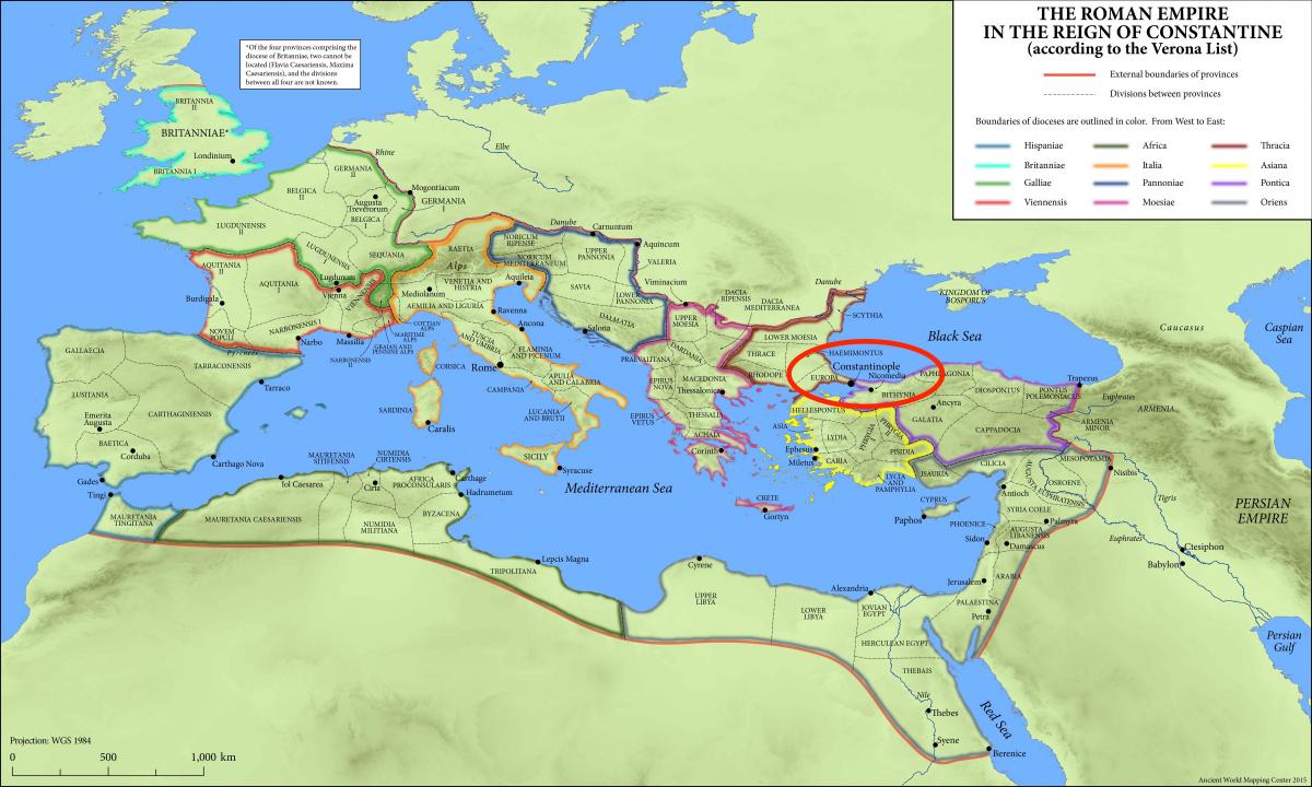 costantinopoli posizione sulla mappa del mondo