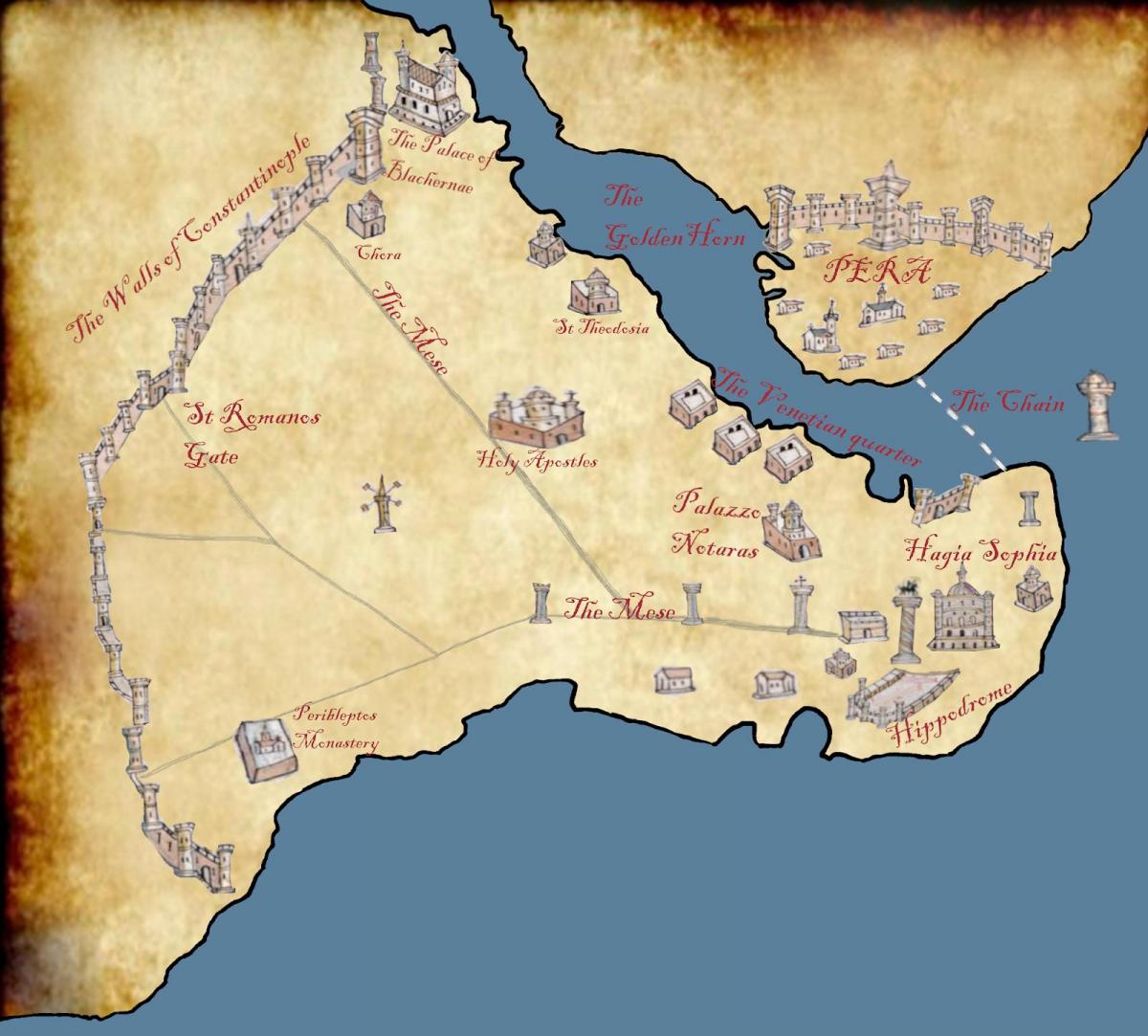 mappa di costantinopoli 1453
