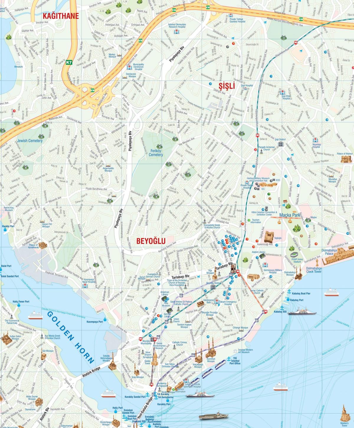 mappa di beyoglu di istanbul