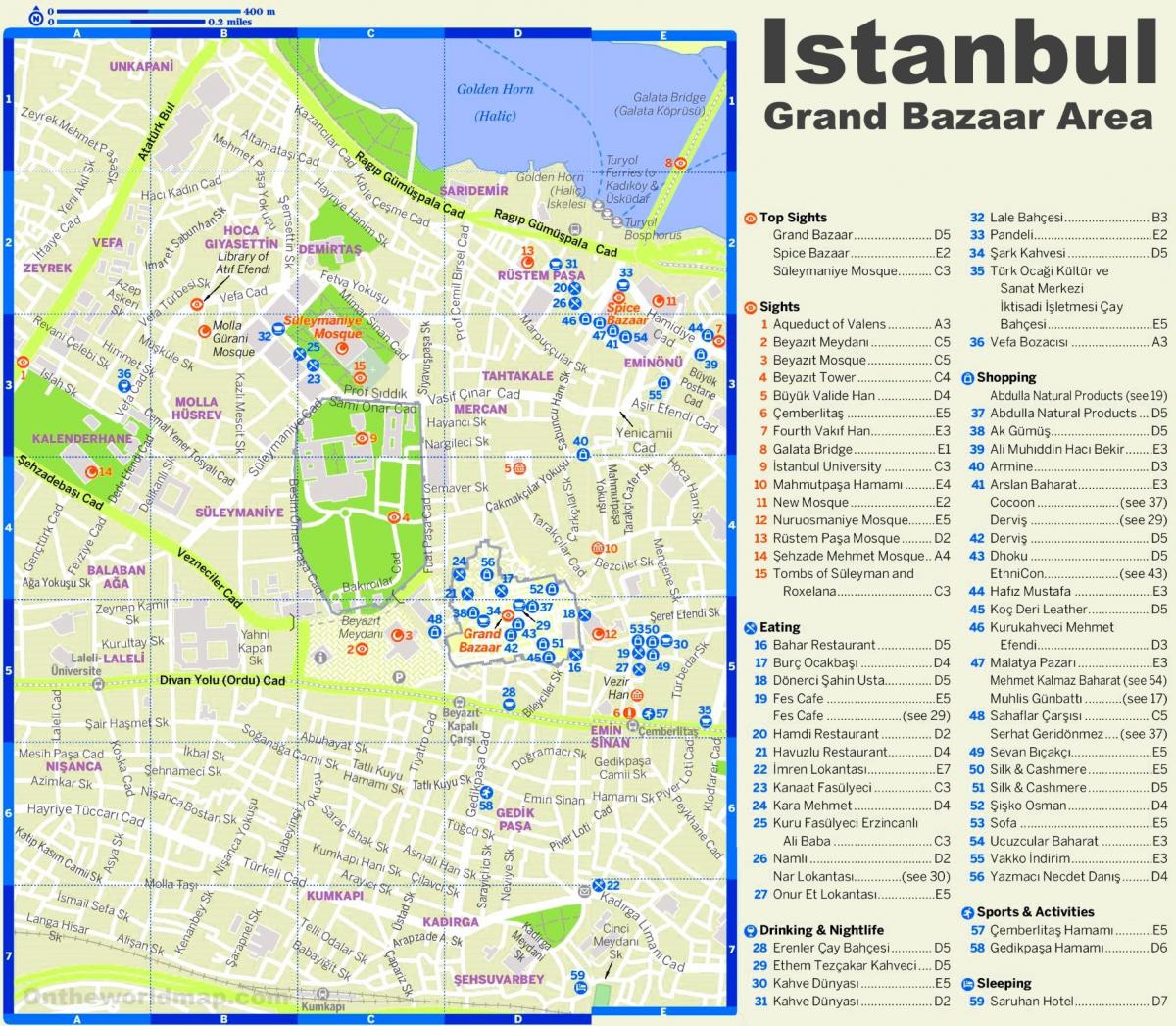 bazaar di istanbul mappa