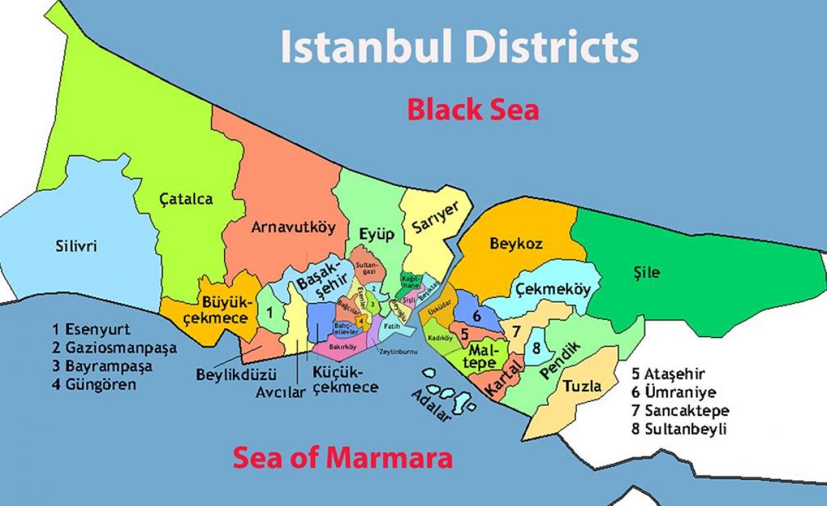 mappa dell'area di istanbul
