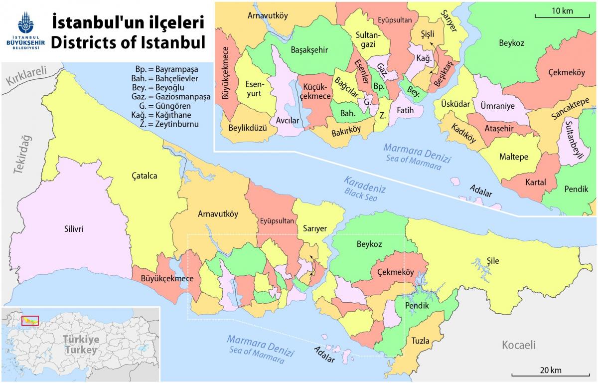 istanbul quartieri mappa