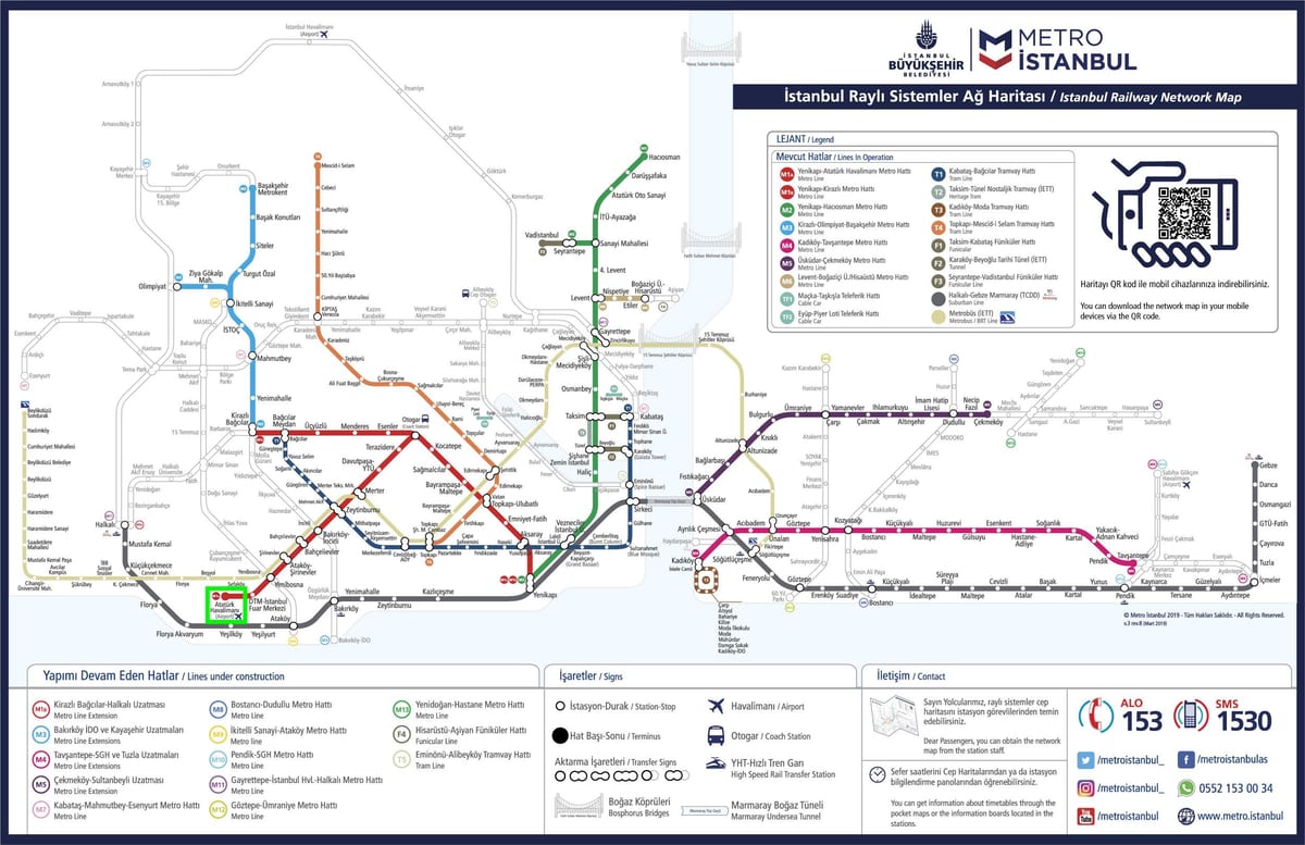 mappa della metro per l'aeroporto di ataturk