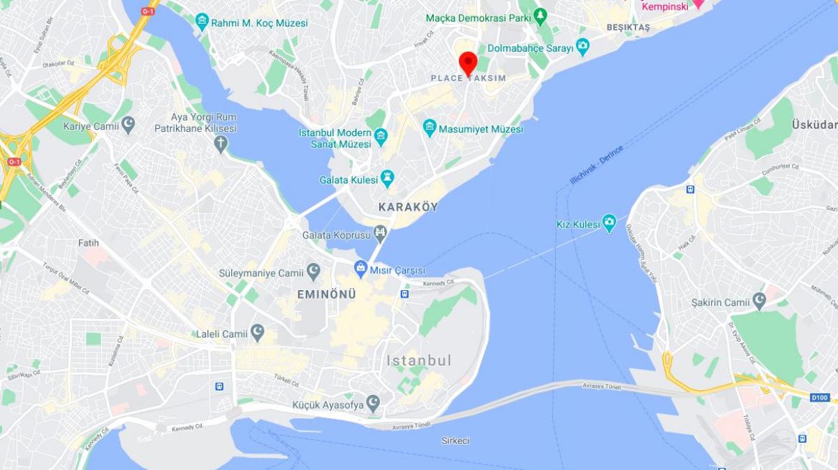 mappa di piazza taksim a istanbul