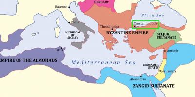 Costantinopoli sulla mappa dell'europa